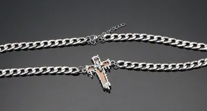 Link Chain Cross Necklace for Men Women Unisex Hip Hop Style thumbnail 3