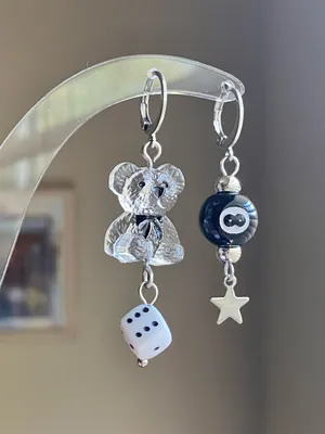 Handmade y2k retro kawaii funky style dangle earrings  thumbnail 2