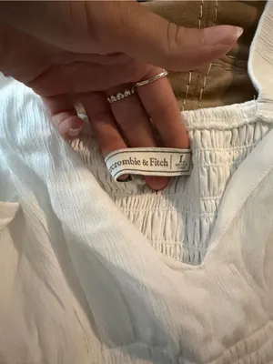 Abercrombie & Fitch white v-neck linen dress thumbnail 8
