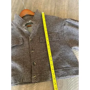 Double Zero Cropped Button Up Long Sleeve Shacket Sweater Heathered Brown Large thumbnail 9