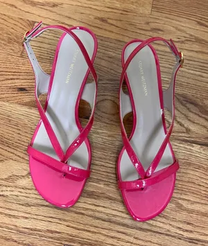 Stuart Weitzman Hot Pink Patent Strappy Slingback Sandals thumbnail 1