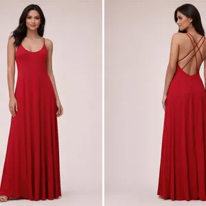 Reformation Red Maxi Dress Scoop Neck Strappy Back | Made in USA thumbnail 3