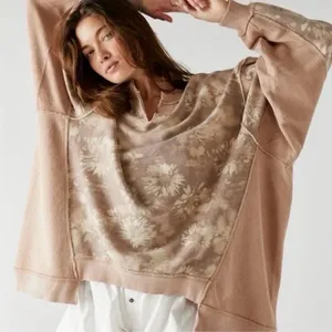 Free People Floral Oversized Sweatshirt Pullover thumbnail 1