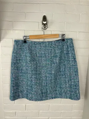 LOFT Blue Green Tweed Skirt Size 14 thumbnail 10