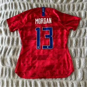 Nike Women's USA Alex Morgan 13 Soccer Breathe Stadium Away Jersey sz M dri fit thumbnail 2