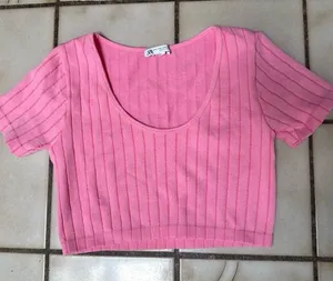 Brand New Zara SEAMLESS TOP Pink Size Large thumbnail 1