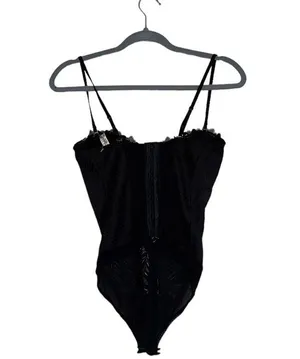 NWOT Free People Black Good Luck Charm Bodysuit In Black thumbnail 8