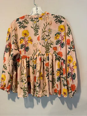 Lucky Brand Pink Floral V-Neck Tunic with Yellow & Orange Blooms thumbnail 2