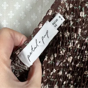 Petal + Pup Brown Floral Smocked Open Sides Boho Maxi Dress‎ thumbnail 3
