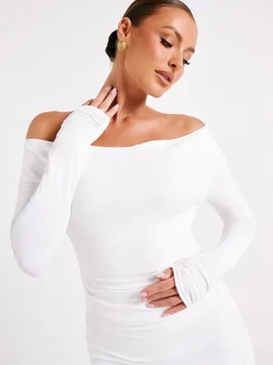 Nwot Meshki long sleeve open back drape blouse top summer classic casual $98 L thumbnail 1