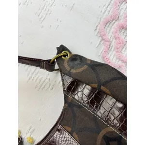 Juici Couture Vintage Mixed-Media Hobo Bag Brown Monogram Croc Snake Print Purse thumbnail 7