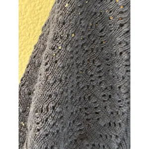 Navy Blue Pointelle Knit Short Sleeve Top Textured Crochet Style‎ Ribbed Sweater thumbnail 4