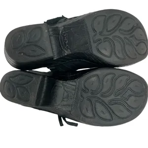 b.o.c. Fringe Leather Mules‎ Black 6 Slip On Open Back Chunky Heel Clogs Shoe thumbnail 9
