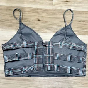 Privy Privately Privileged Plaid Strappy Tank Crop Top Women’s Large thumbnail 2