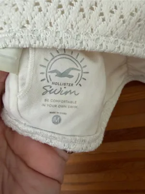 Hollister Crochet Bralette Bikini Top in cream size medium thumbnail 3