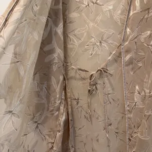 HALSTON Women's Medium Beige Leaf Pattern Sheer Long Kimono Robe Lounge*No Belt* thumbnail 3