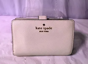 kate spade Pale Pink Saffiano Leather Zip Wallet with Gold Logo thumbnail 1