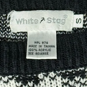 Vintage Black White Check Wide Stitch Rainbow Detail Crew Neck Sweater size S thumbnail 4