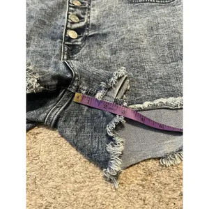 Express Women's Button Fly Shorts Denim Blue Hi-rise Shortie‎ 6 thumbnail 2