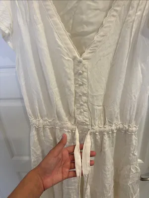 PAIGE White Textured Mini Dress Flutter Sleeve Button Front Size Small thumbnail 3