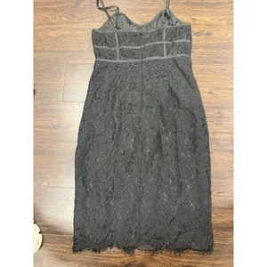 Lulus Black Floral Lace Bustier Midi Dress Corset Bodycon Slit Size M thumbnail 3