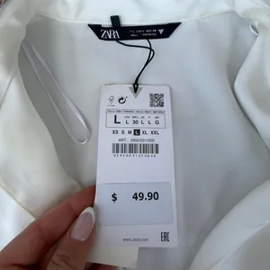 NWT ZARA White satin long sleeve mini dress Sz L #party #eveningwear thumbnail 4