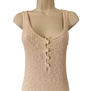 Women's Forever 21 Beige Ribbed Knit Tank Dress Size Small thumbnail 2