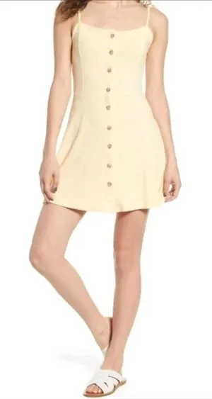 TopShop Ribbed Button Down Mini Dress Tie Sleeve 6 v6x thumbnail 1