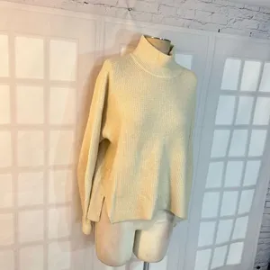 Abercrombie & Fitch Ivory Funnel Neck Ribbed Knit Pullover Sweater Size Medium thumbnail 2