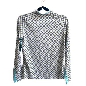 Tail White Label Quarter Zip Women Medium White‎ Turquoise Geometric Golf Top thumbnail 3