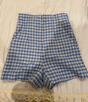 ZARA High Waisted Blue Shorts thumbnail 4