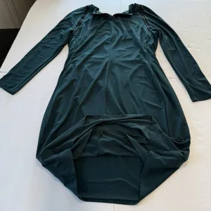 Ralph Lauren Dark‎ Green Jonni Faux Leather Trim Ruched Sheath Dress Size 16 thumbnail 5