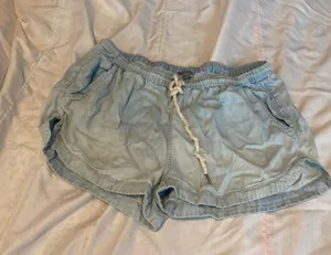Aerie denim flowy pull on stretch shorts  thumbnail 7