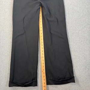 Ann Taylor Petites 4P Black Pinstripe Wide Leg Cuffed Dress Pants Virgin Wool thumbnail 3