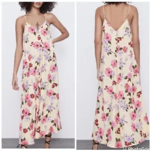 Zara Yellow Floral‎ Summer Maxi Sundress Dress Small thumbnail 2