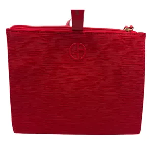 Giorgio Armani Red Beauty Zipper Wristlet Cosmetic Bag Clutch Textured Zip‎ Top thumbnail 1