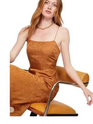 Jason Wu- Jacquard Slip Maxi Dress in Burnt Orange Size 8 thumbnail 4