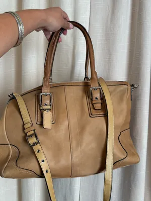 Coach Tan Leather Shoulder Satchel with Adjustable Strap thumbnail 1