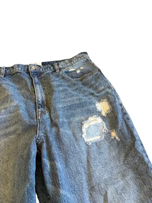 We The Free People Wide Leg Loose Fit Jeans Distressed Crvy Size 35 Women's thumbnail 7