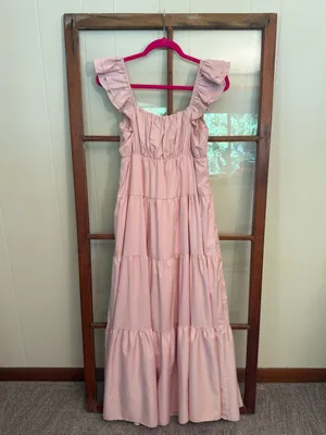 Vici Tru Tiered Ruffle Maxi Dress Flowy Light Pink Peach Size XS Feminine thumbnail 9