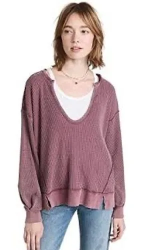 Free People purple‎ Buttercup oversized thermal size medium thumbnail 1