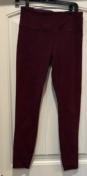 Athleta Cotton Maroon Leggings Size Medium thumbnail 1