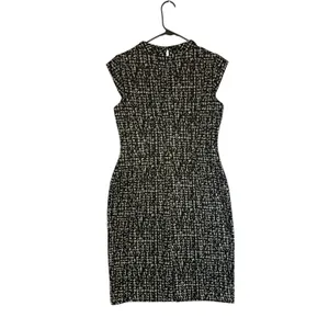 JONES WEAR DRESS Black White Tweed Cap‎ Sleeve Sheath Knee Length Size 8 thumbnail 4