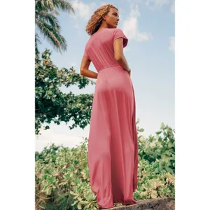 Lulus Easy for Me Rusty Rose Short Sleeve Maxi Dress Stretch Jersey Large NWT thumbnail 3