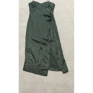 ZARA Green Satin Ruched Sweetheart Slip Midi Dress Spaghetti Strap Size S thumbnail 13