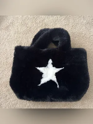Faux fur star purse Black thumbnail 2