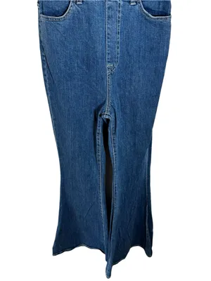 7 For All Mankind Beauty Denim Mega Flare Jumpsuit in Diana Blue Size M thumbnail 7