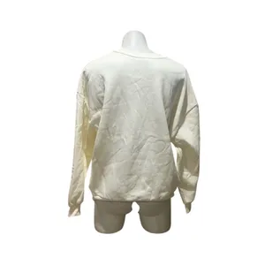Francesca's Women's M Beige Love Embroidered Long Sleeve Sweatshirt thumbnail 6