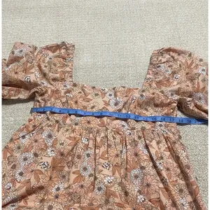 J.CREW Floral Square Neck Puff Long Sleeve Smocked Mini Dress 100% Cotton L thumbnail 6