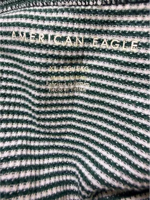 American Eagle 1977 Women’s XL Green White Striped Long Sleeve Crop Top Stretch thumbnail 3